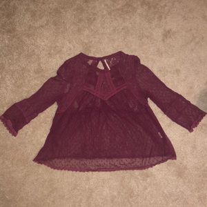 Free people maroon lace shirt